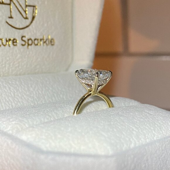 2.01 Carat Elongated Radiant Cut Lab Diamond - Two Tone Setting with Hidden Halo - Picture 5 of 5